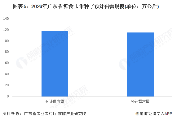 图表5：2026年广东省鲜食玉米种子预计供需规模(单位：万公斤)