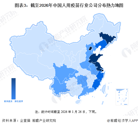 图表3:截至2026年中国人用疫苗行业公司分布热力地图