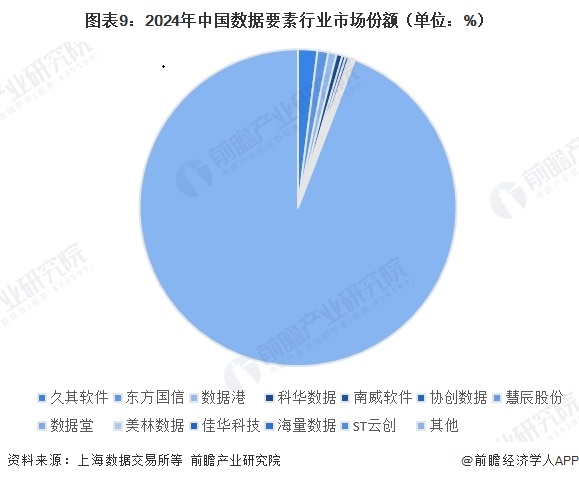 图表9：2024年中国数据要素行业市场份额（单位：%）
