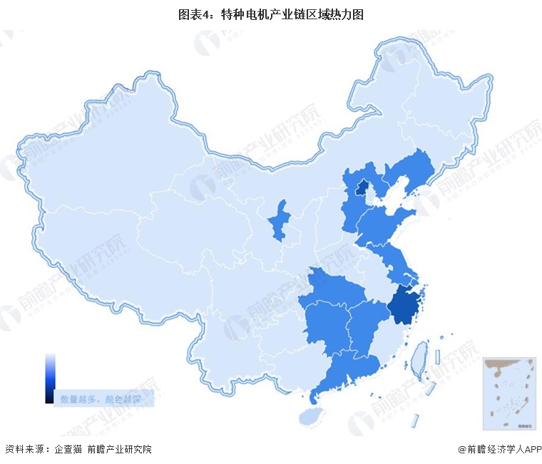 图表4：特种电机产业链区域热力图  