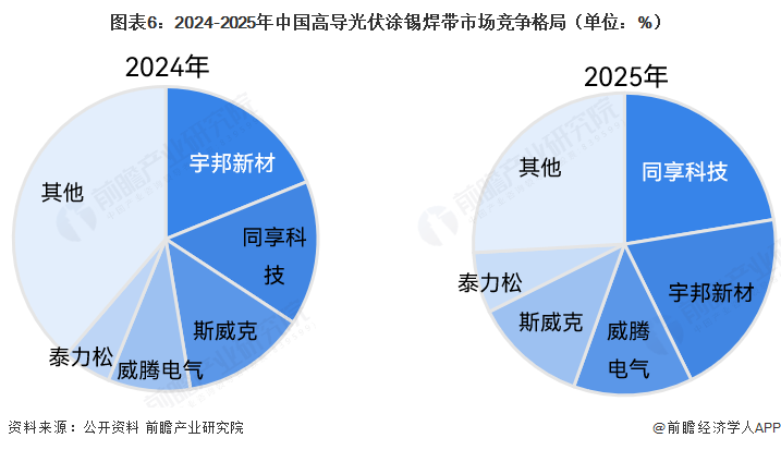 图表6：2024-2025年中国高导光伏涂锡焊带市场竞争格局（单位：%）    