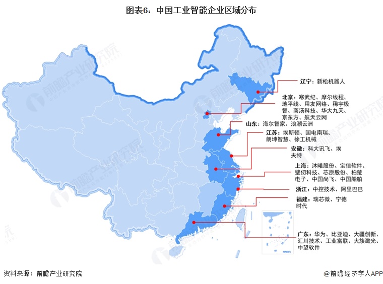 图表6:中国工业智能企业区域分布
