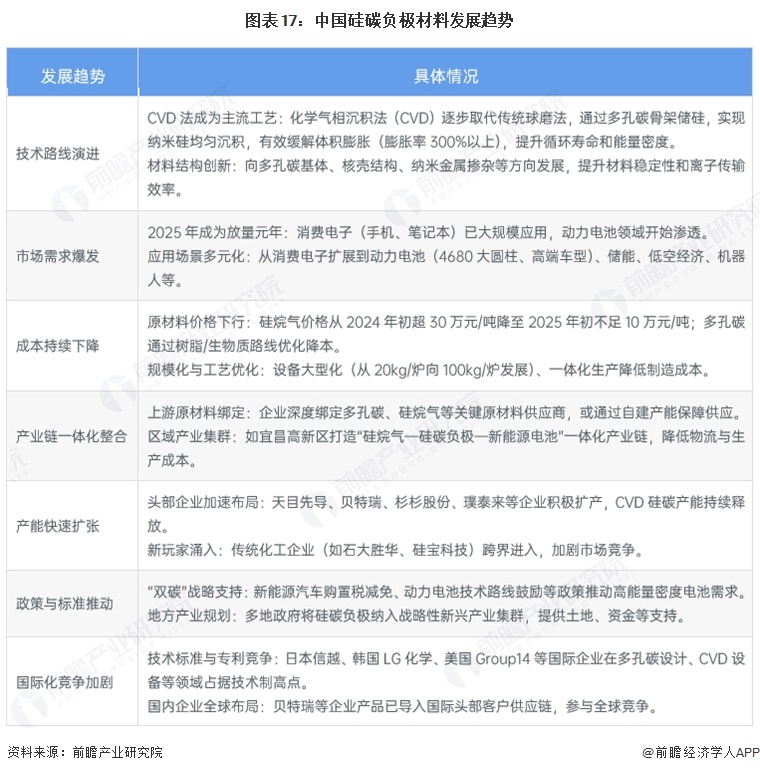 图表17：中国硅碳负极材料发展趋势