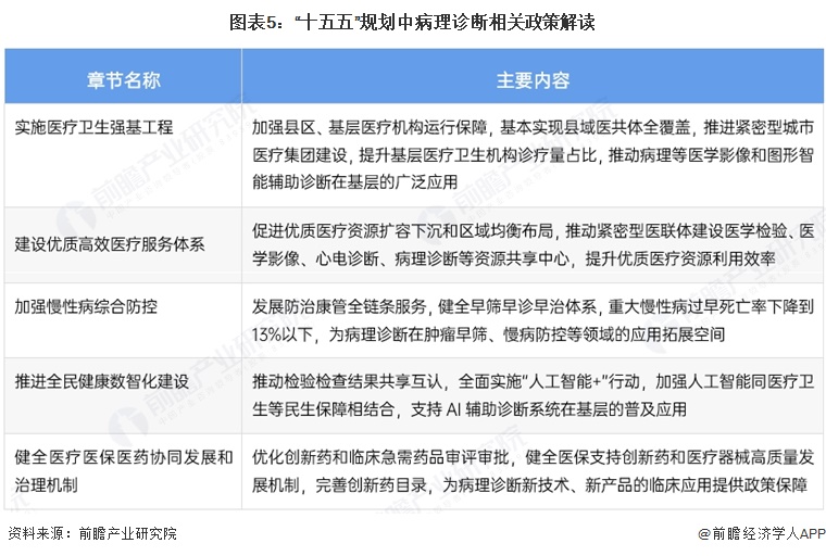 图表5:“十五五”规划中病理诊断相关政策解读