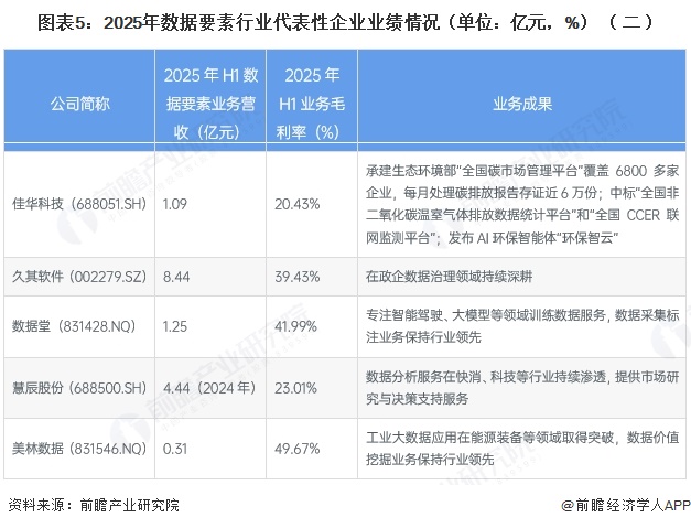 图表5：2025年数据要素行业代表性企业业绩情况（单位：亿元，%）（二）