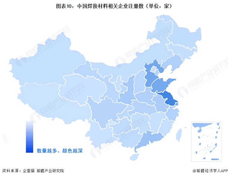 图表10：中国焊接材料相关企业注册数（单位：家）