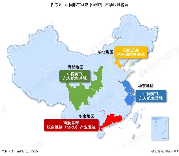 图表5:中国航空涂料下游应用市场区域格局