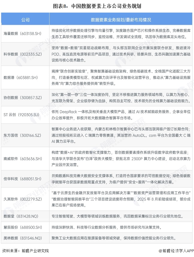 图表8:中国数据要素上市公司业务规划