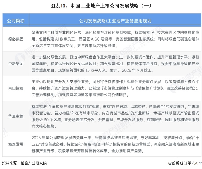 图表10:中国工业地产上市公司发展战略(一)