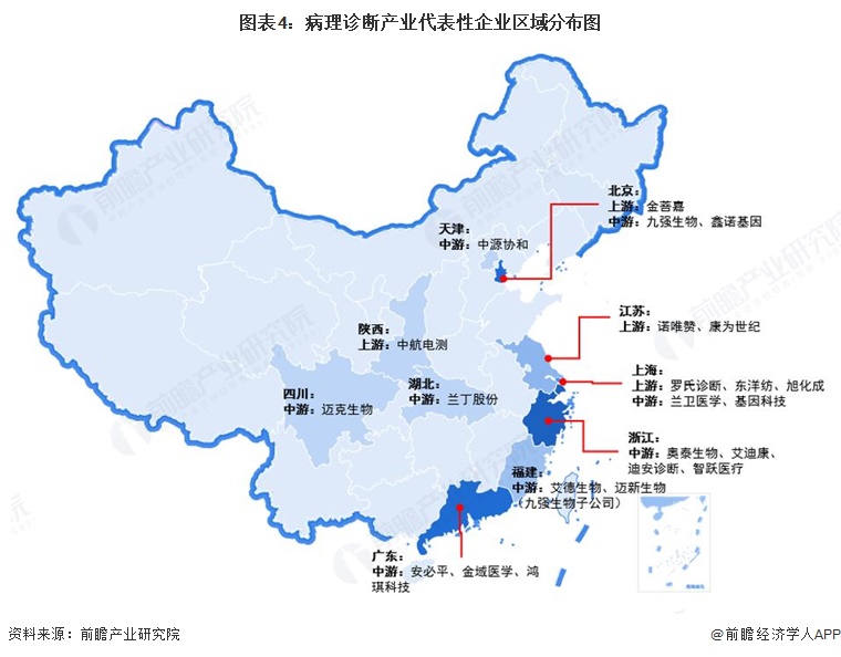 图表4:病理诊断产业代表性企业区域分布图