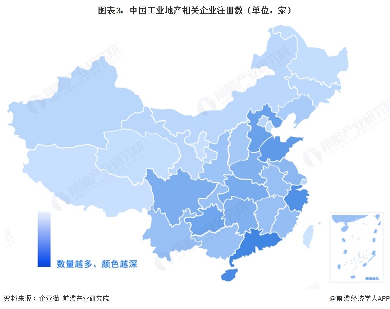 图表3：中国工业地产相关企业注册数（单位：家）