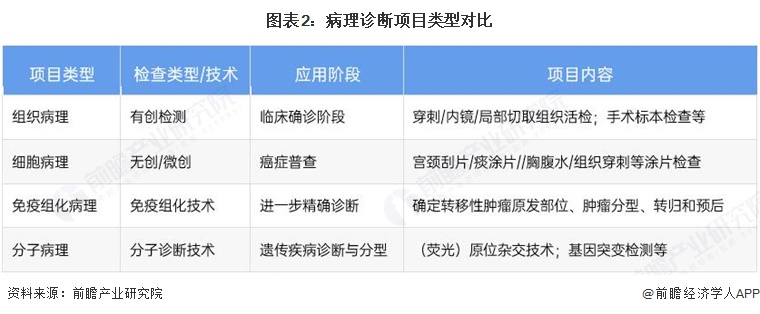 图表2：病理诊断项目类型对比
