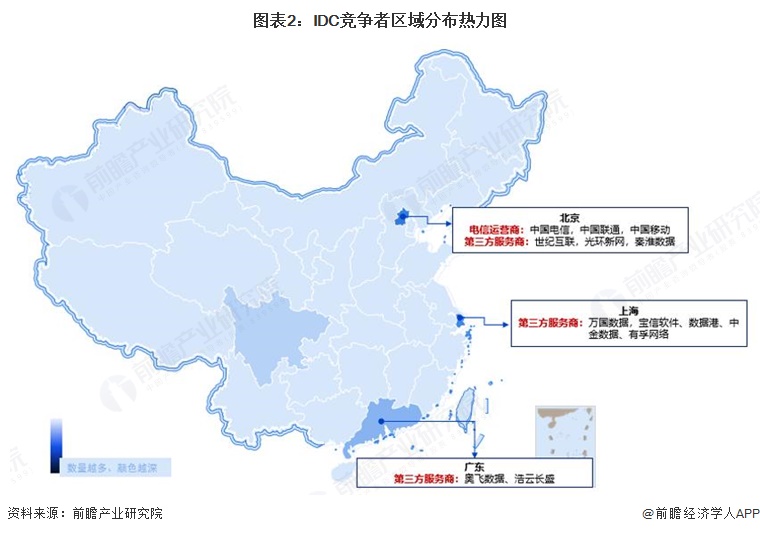 图表2：IDC竞争者区域分布热力图